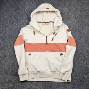 Wanakome Delia Hoodie Womens Large White Colorblock 1/4 Zip Pullover Sweatshirt